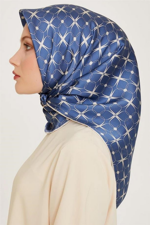 Armine 24 Winter Silk Scarf-17 Navy Blue
