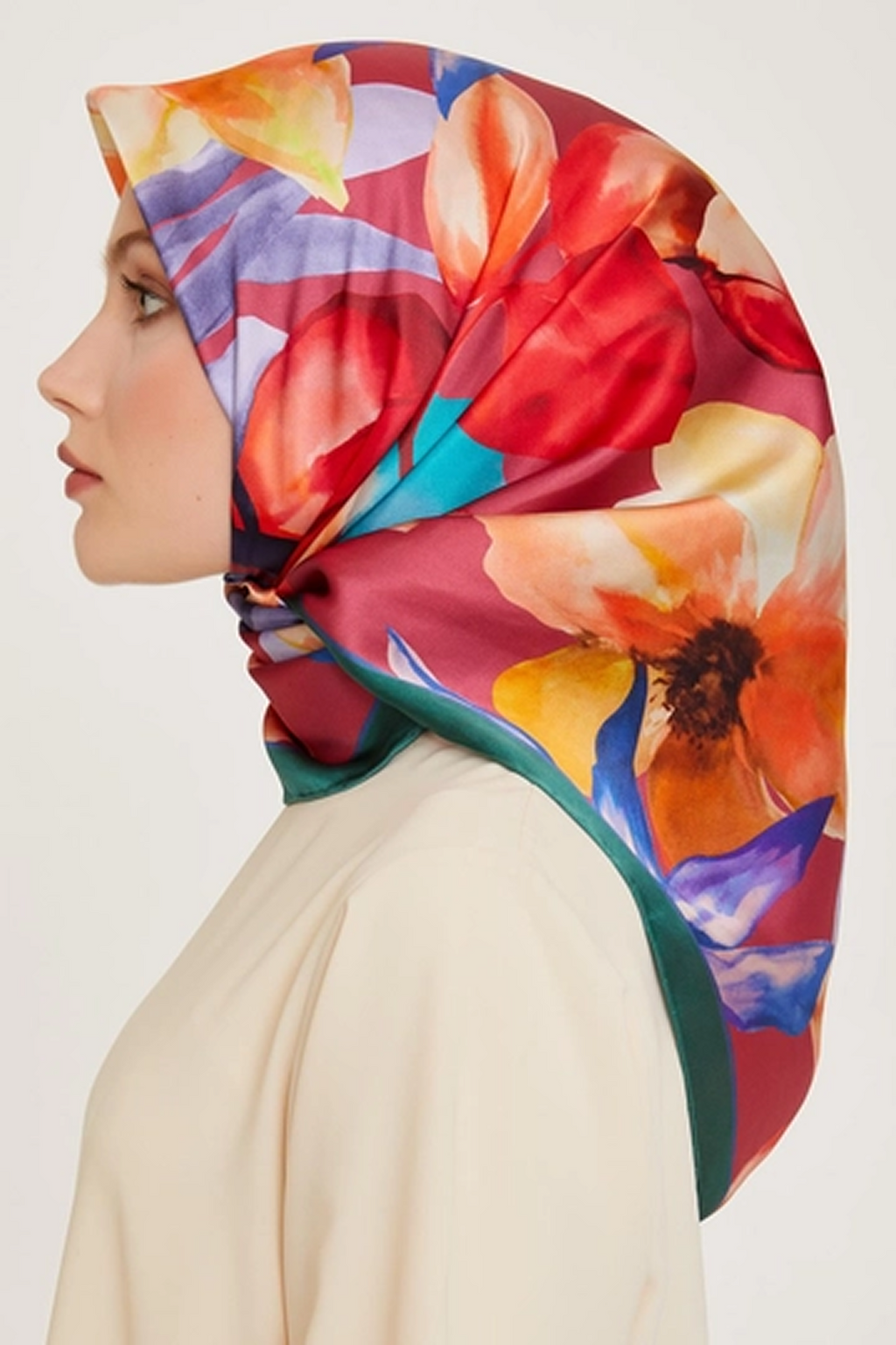 Armine 24 Winter Silk Scarf-17 Green