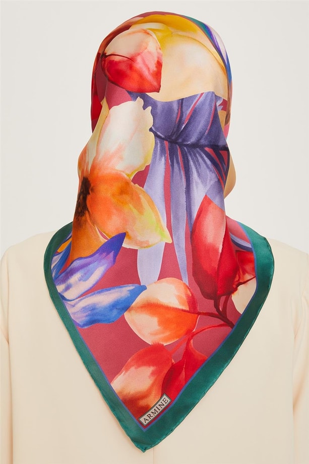 Armine 24 Kış İpek Eşarp-17 Yeşil