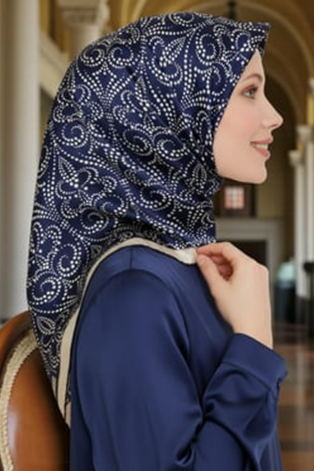 Armine 24 Kış İpek Eşarp-18 Lacivert