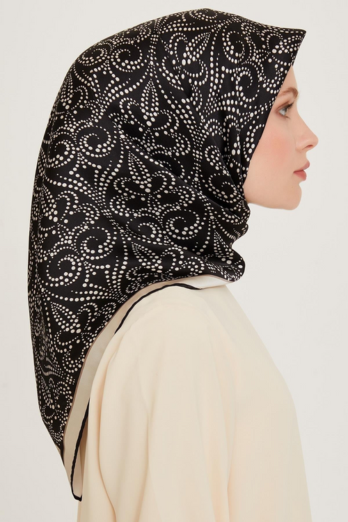 Armine 24 Winter Silk Scarf-18 Black