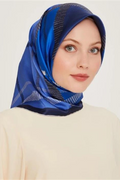 Armine 24 Winter Silk Scarf-19 Indigo