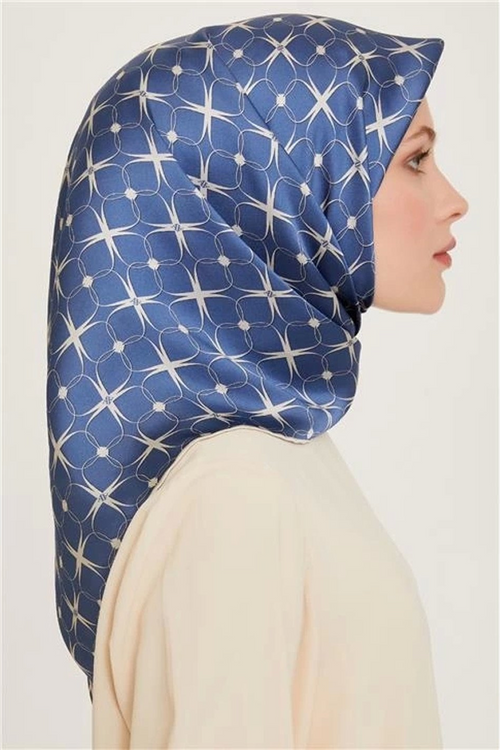 Armine 24 Winter Silk Scarf-2 Blue