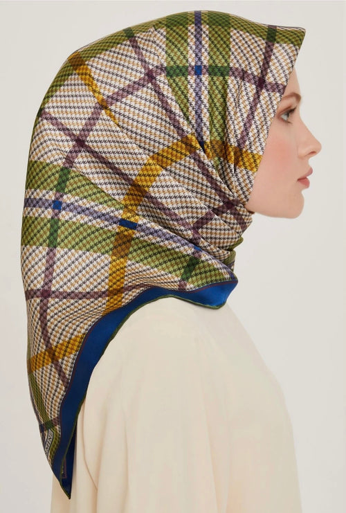Armine 24 Winter Silk Scarf-20 Indigo
