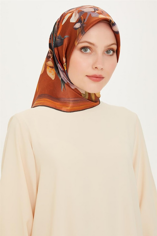 Armine 24 Winter Silk Scarf-21 Dark Tile