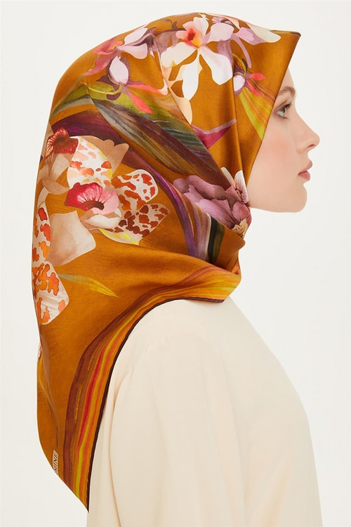 Armine 24 Winter Silk Scarf-21 Yellow