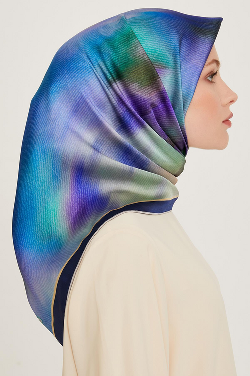 Armine 24 Winter Silk Scarf - 22 Navy Blue
