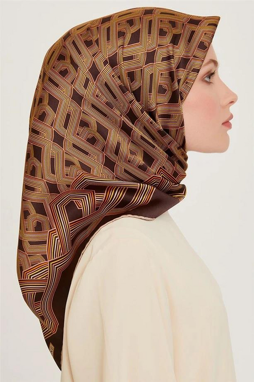 Armine 24 Winter Silk Scarf-23 Dark Brown
