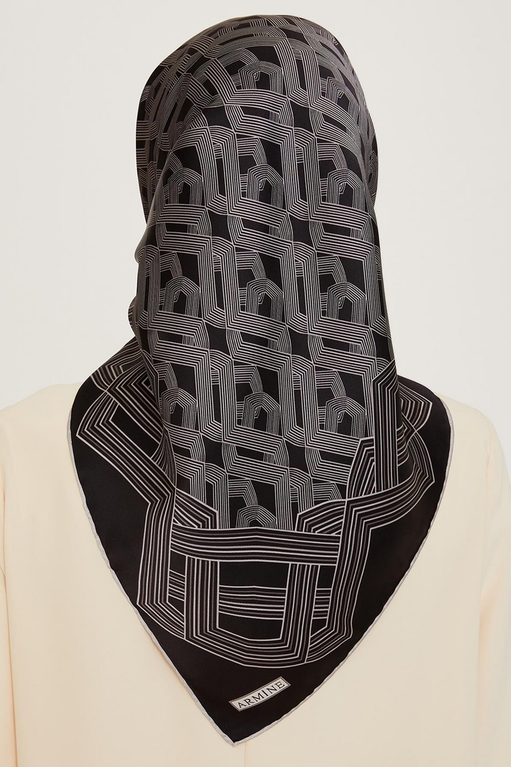 Armine 24 Winter Silk Scarf-23 Black