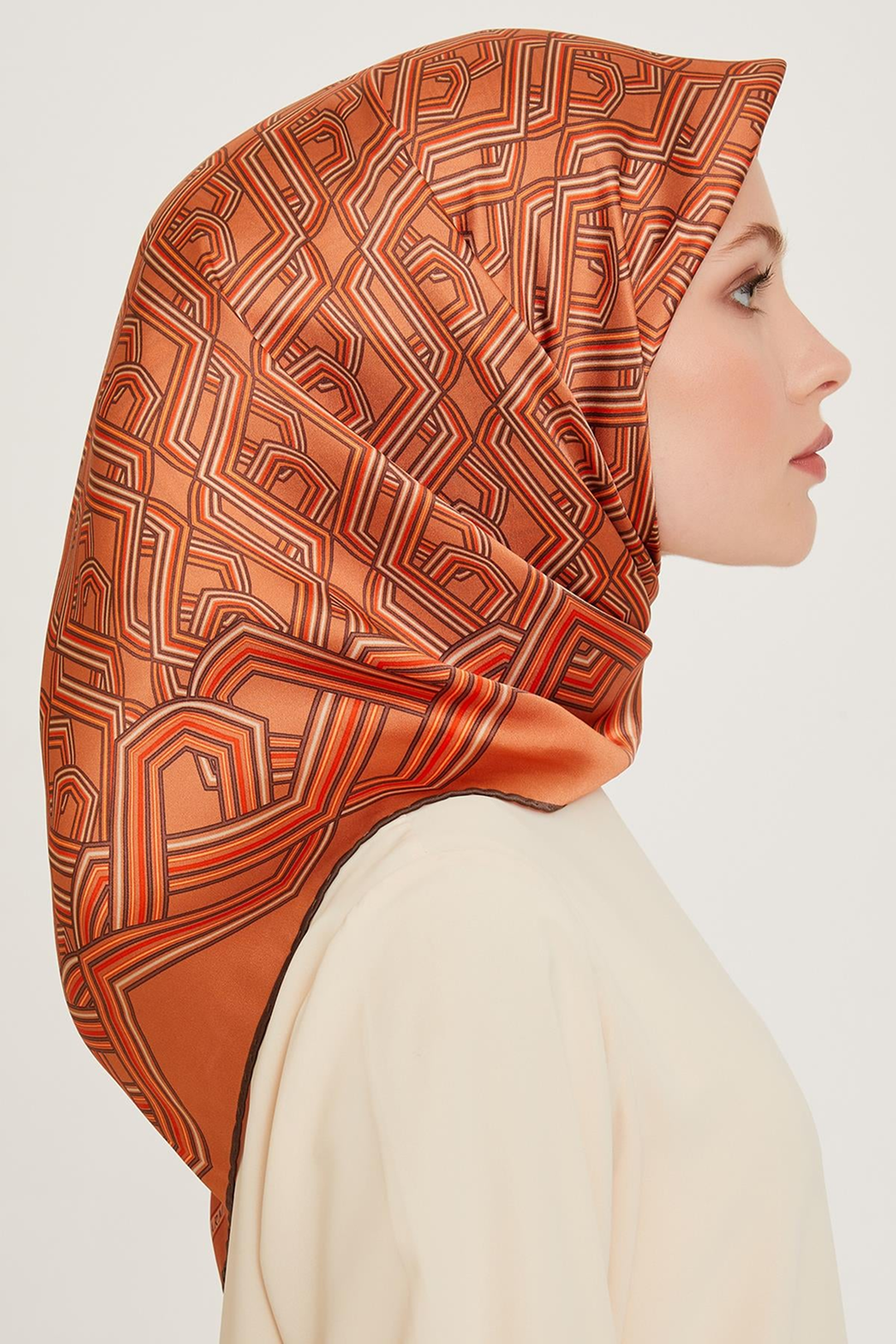 Armine 24 Winter Silk Scarf-23 Orange