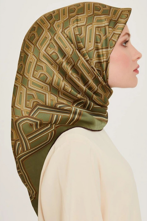 Armine 24 Winter Silk Scarf-23 Green