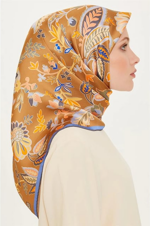 Armine 24 Winter Silk Scarf-24 Mustard