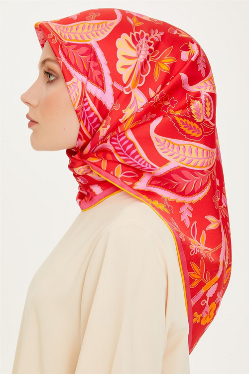 Armine 24 Winter Silk Scarf - 24 Coral