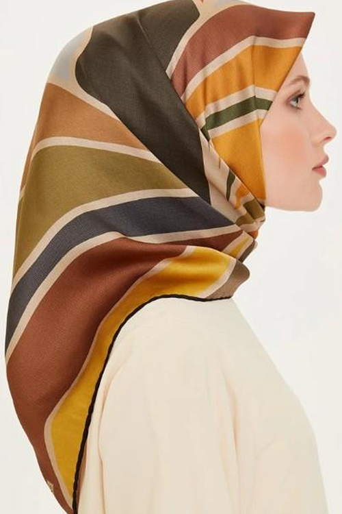 Armine 24 Winter Silk Scarf-25 Coffee