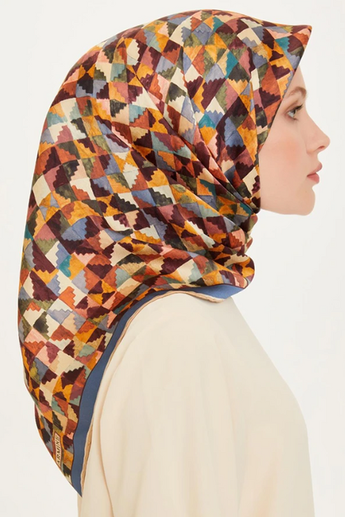 Armine 24 Winter Silk Scarf-26 Blue