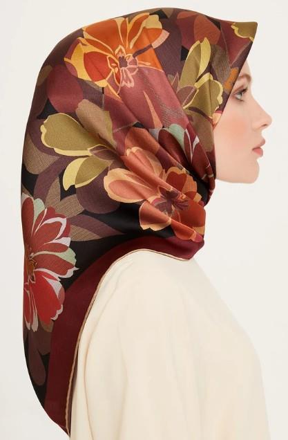 Armine 24 Winter Silk Scarf-27 Burgundy