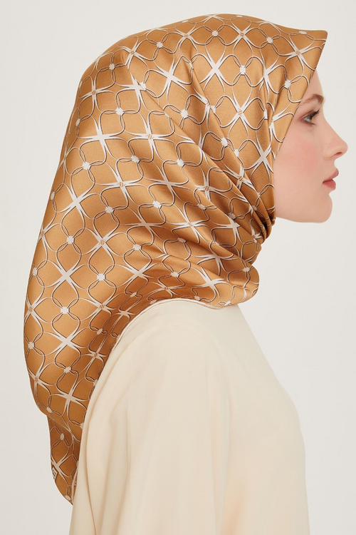 Armine 24 Winter Silk Scarf-28 Mustard