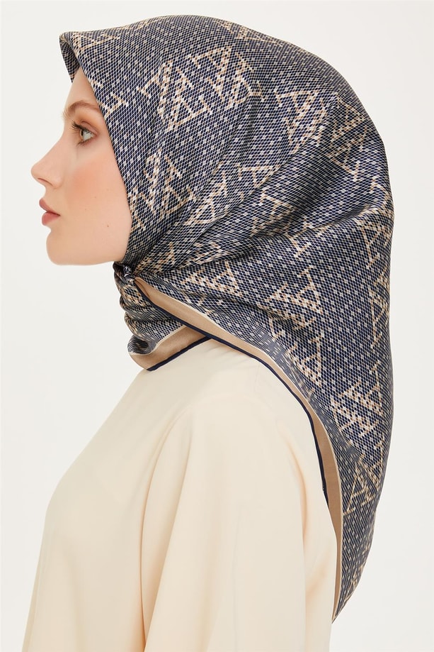 Armine 24 Kış İpek Eşarp-3 Gece Mavisi