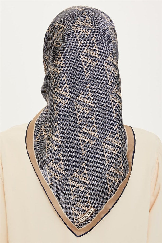 Armine 24 Kış İpek Eşarp-3 Gece Mavisi