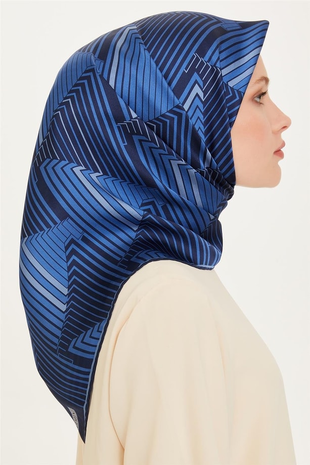 Armine 24 Kış İpek Eşarp-5 Gece Mavisi