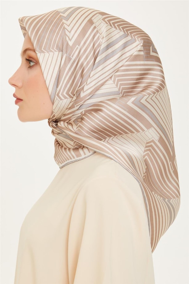 Armine 24 Kış İpek Eşarp-5 Krem