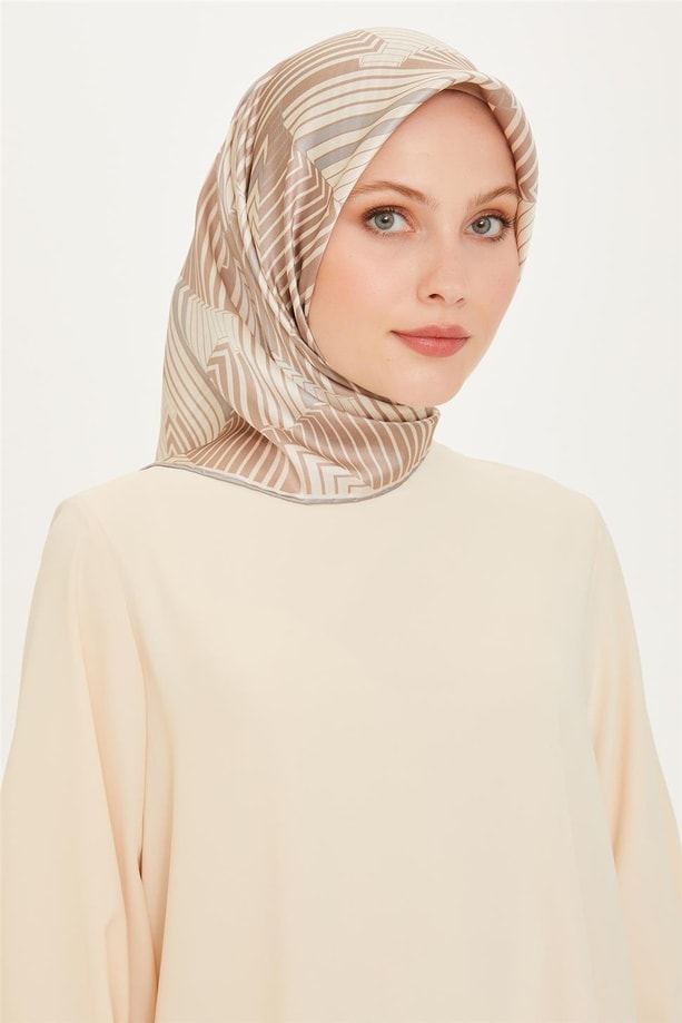 Armine 24 Kış İpek Eşarp-5 Krem