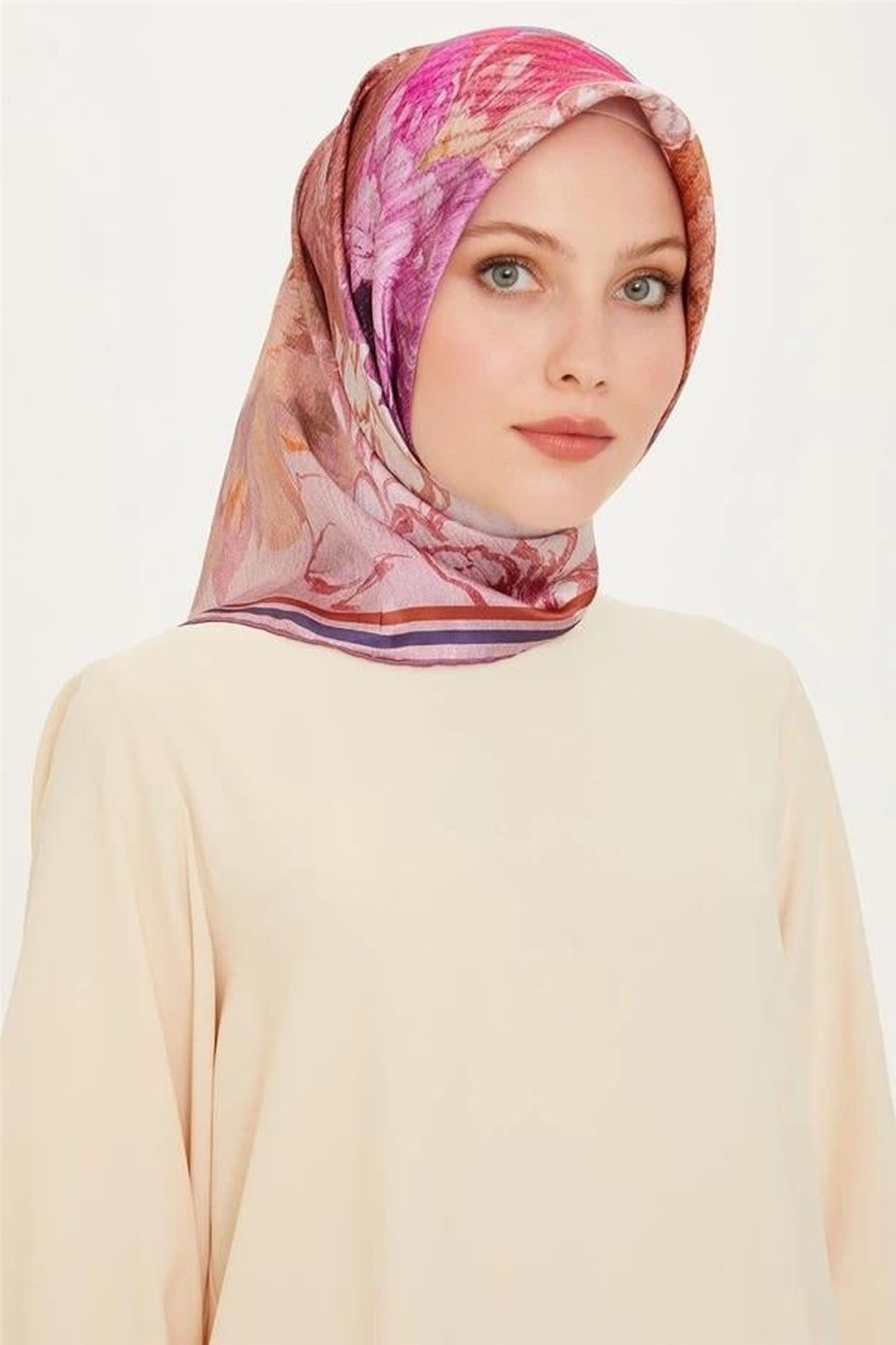 Armine 24 Kış İpek Eşarp-5 Pembe