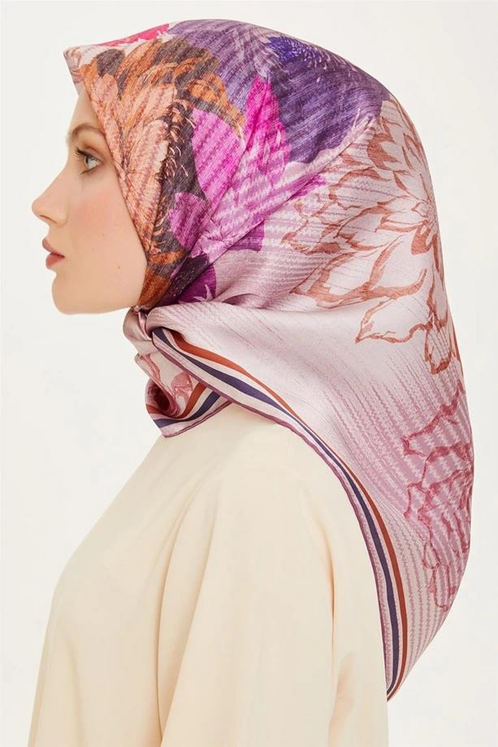 Armine 24 Kış İpek Eşarp-5 Pembe