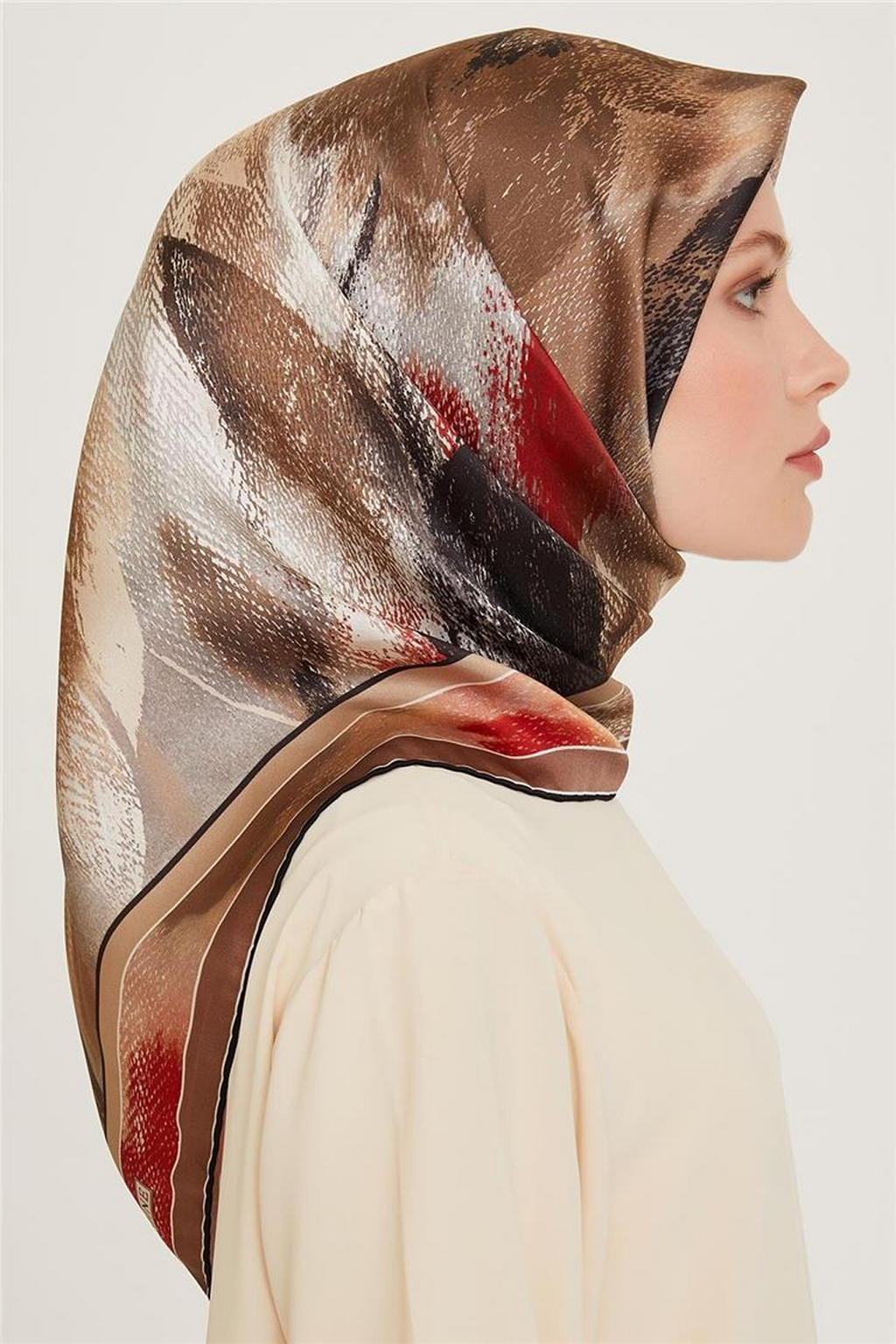 Armine 24 Winter Silk Scarf-7 Red