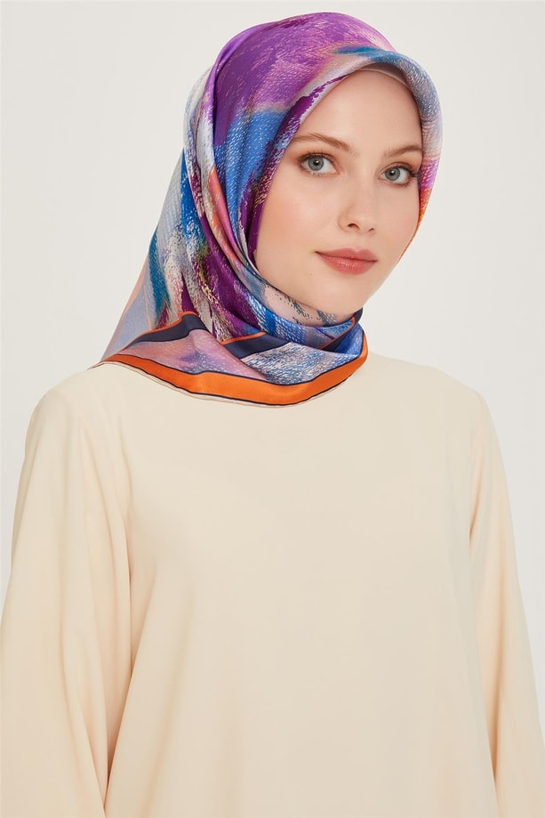 Armine 24 Kış İpek Eşarp-7 Mandalin