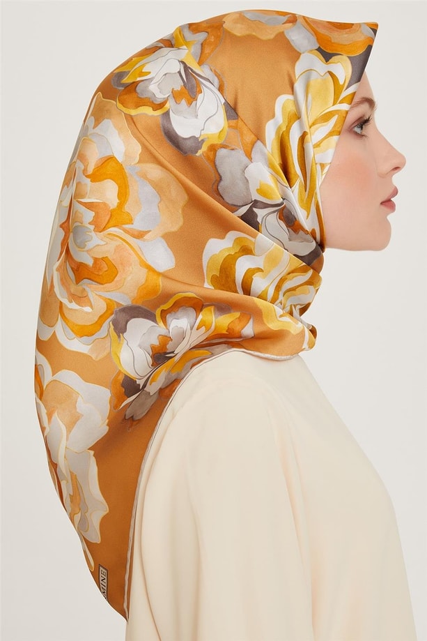 Armine 24 Kış İpek Eşarp-8 Gold