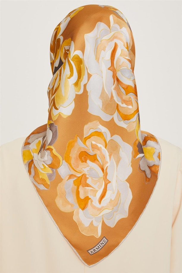 Armine 24 Kış İpek Eşarp-8 Gold