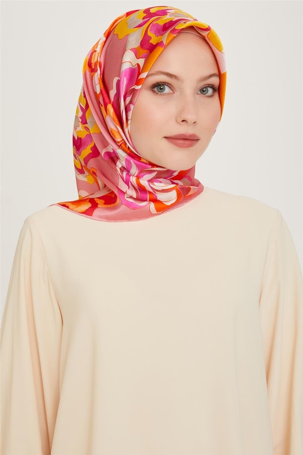 Armine 24 Kış İpek Eşarp-8 Pembe