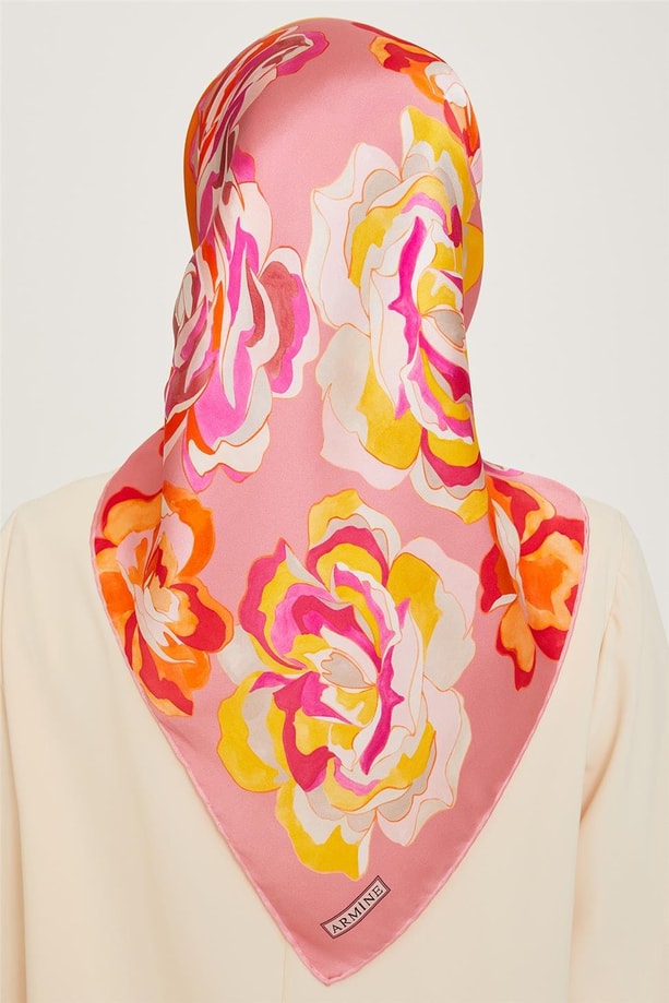Armine 24 Kış İpek Eşarp-8 Pembe