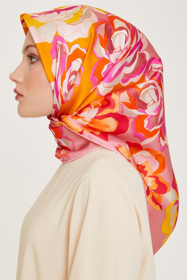 Armine 24 Kış İpek Eşarp-8 Pembe