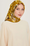 Armine 24 Winter Silk Scarf - 8 Oil Green