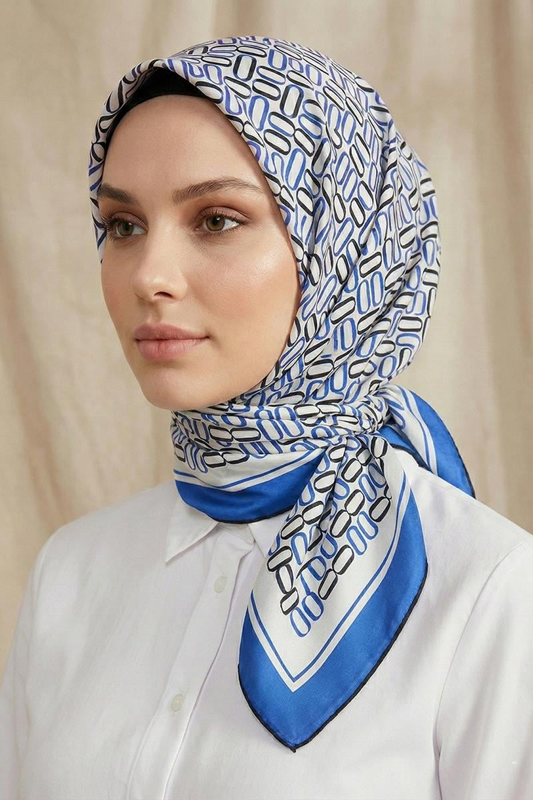 Armine 24yaz İpek Eşarp-15 Saks Mavisi