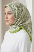Armine 24yaz İpek Eşarp-15 Yağ Yeşili