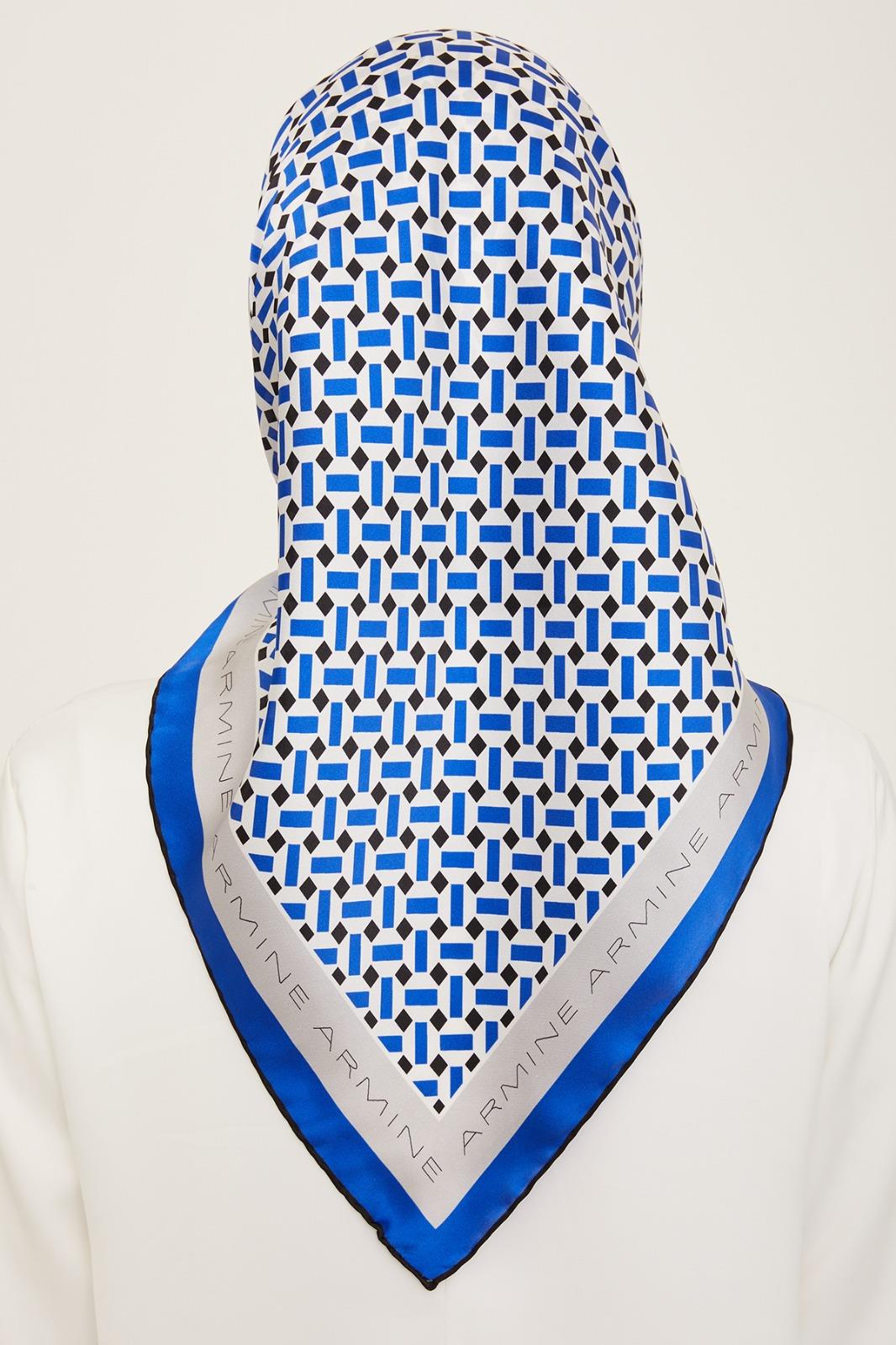 Armine 24yaz İpek Eşarp-20 Saks Mavisi