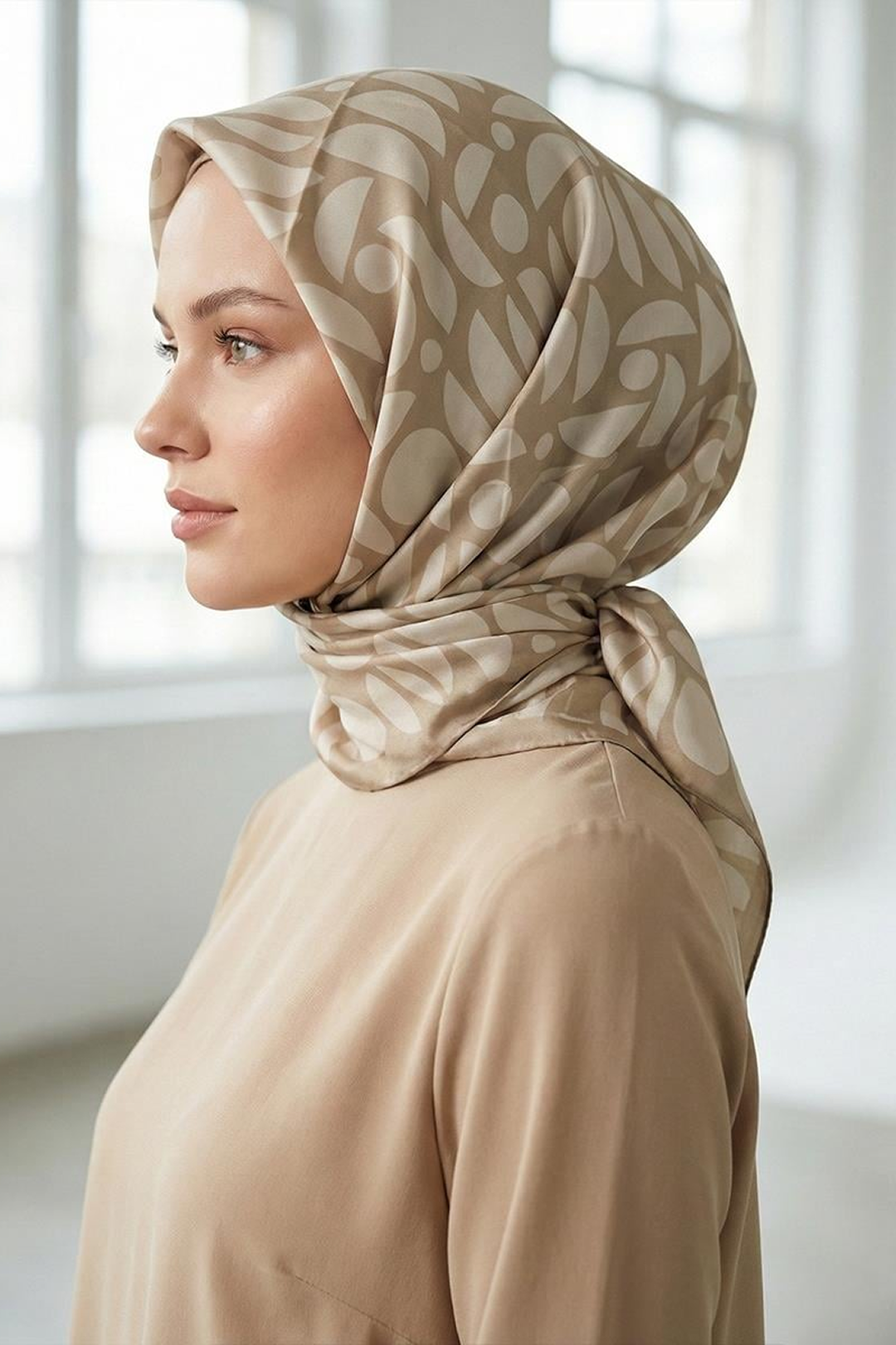 Armine 24yaz İpek Eşarp-23 Camel