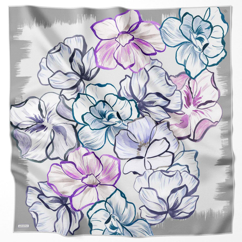 Armine 24yaz İpek Eşarp-27 Gri