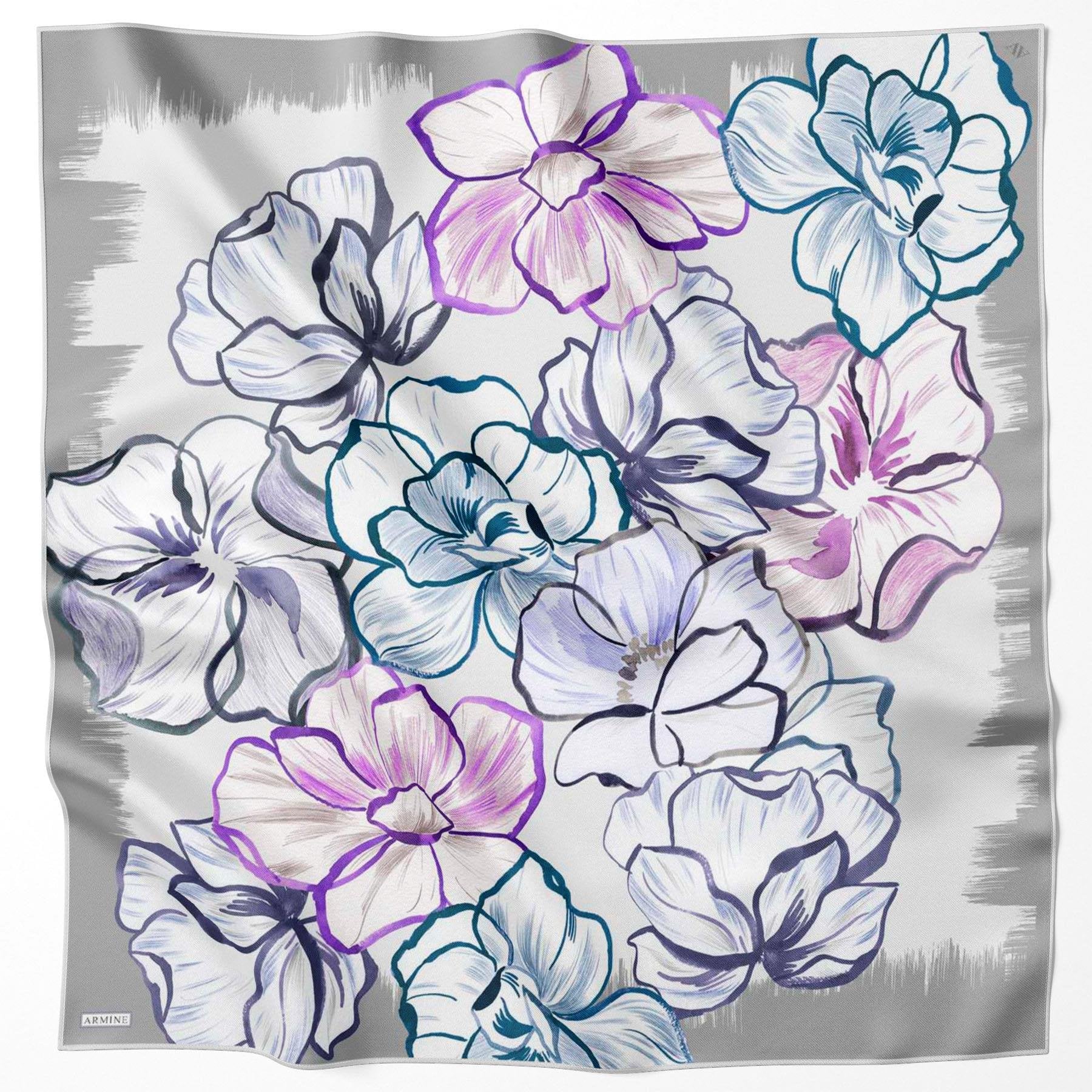 Armine 24yaz İpek Eşarp-27 Gri