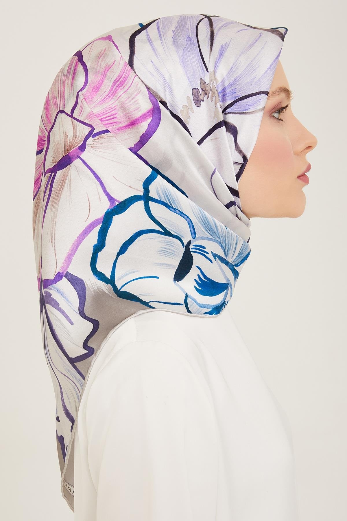 Armine 24yaz İpek Eşarp-27 Gri