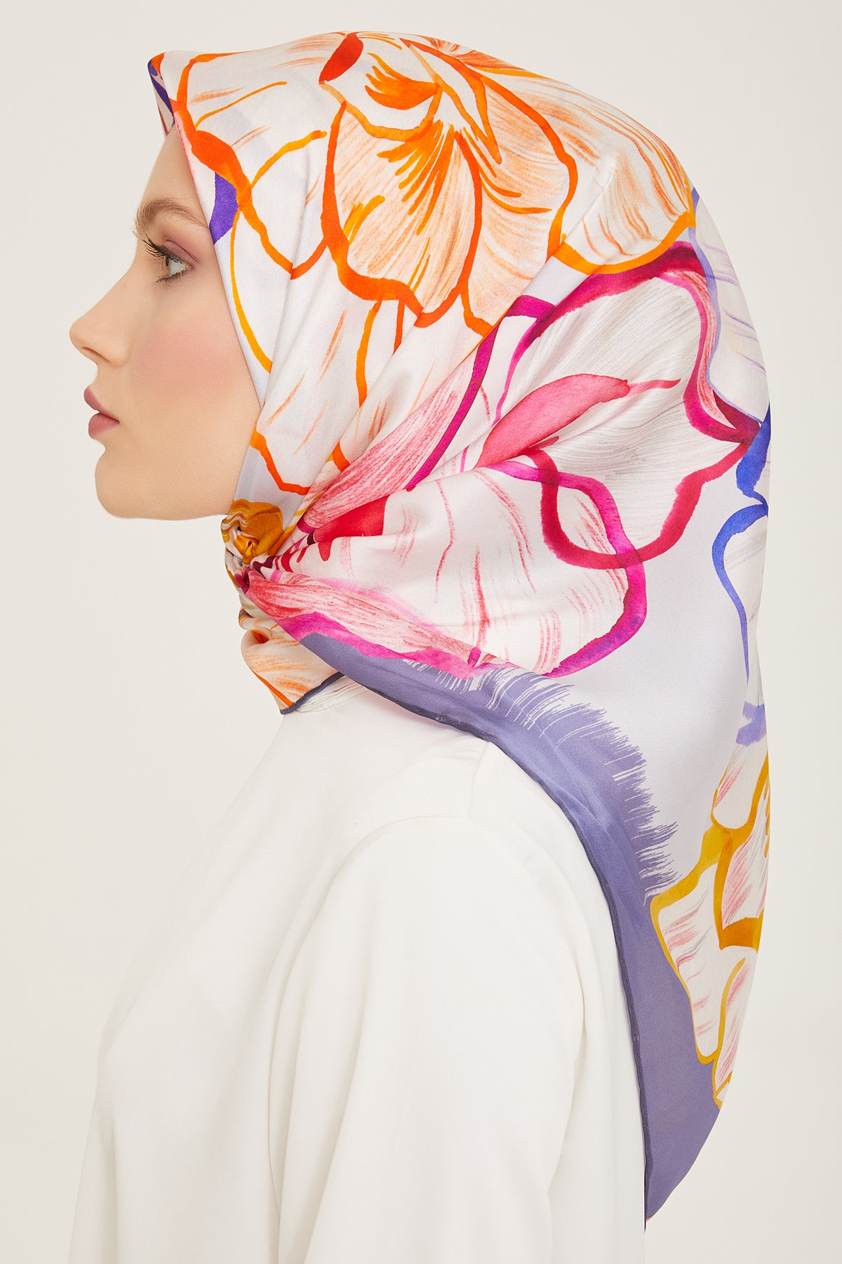 Armine 24yaz İpek Eşarp-27 Lila