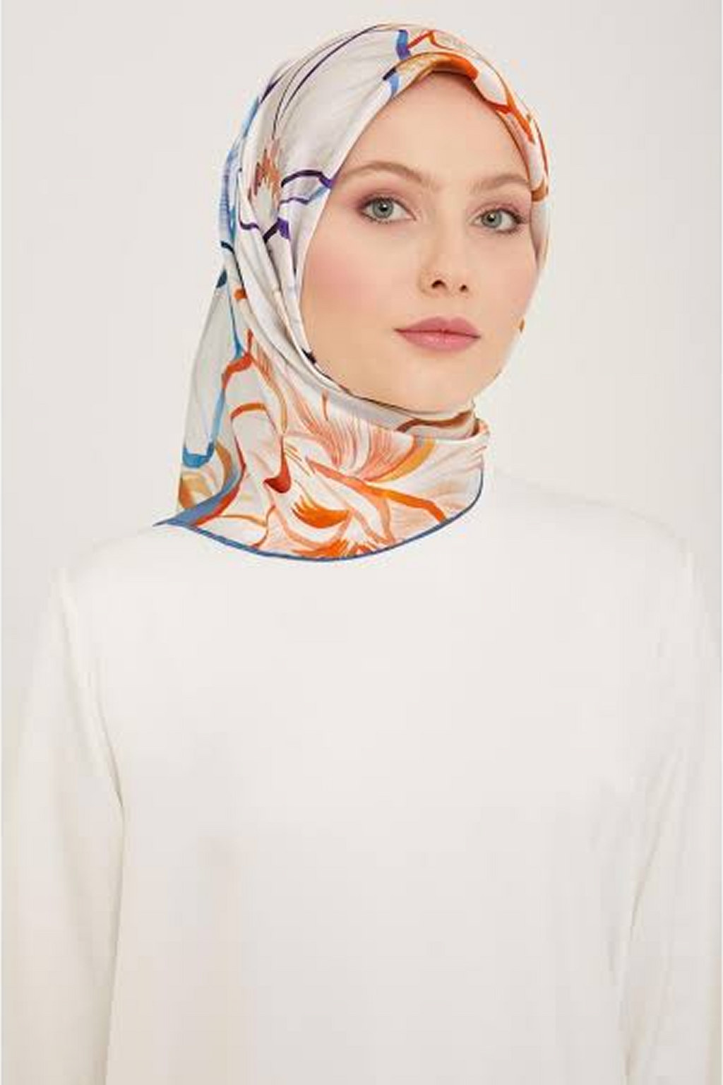 Armine 24yaz İpek Eşarp-27 Mavi