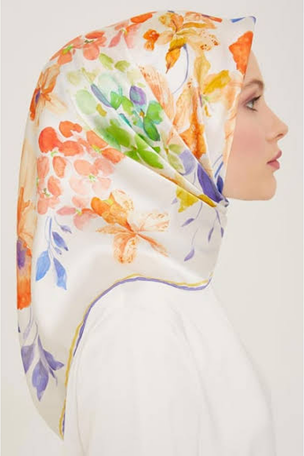 Armine 24yaz İpek Eşarp-33 Beyaz