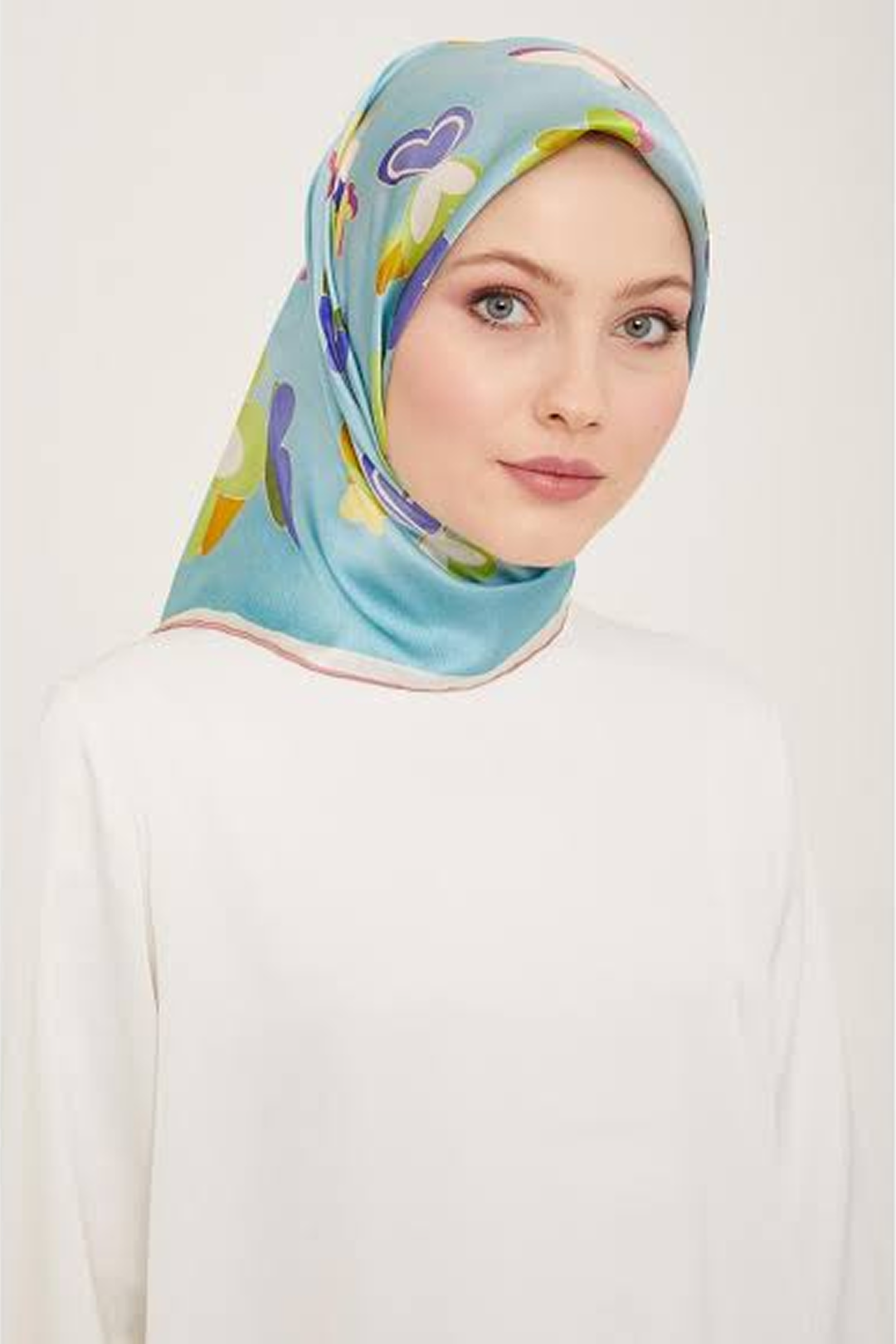 Armine 24summer Silk Scarf-4 Blue
