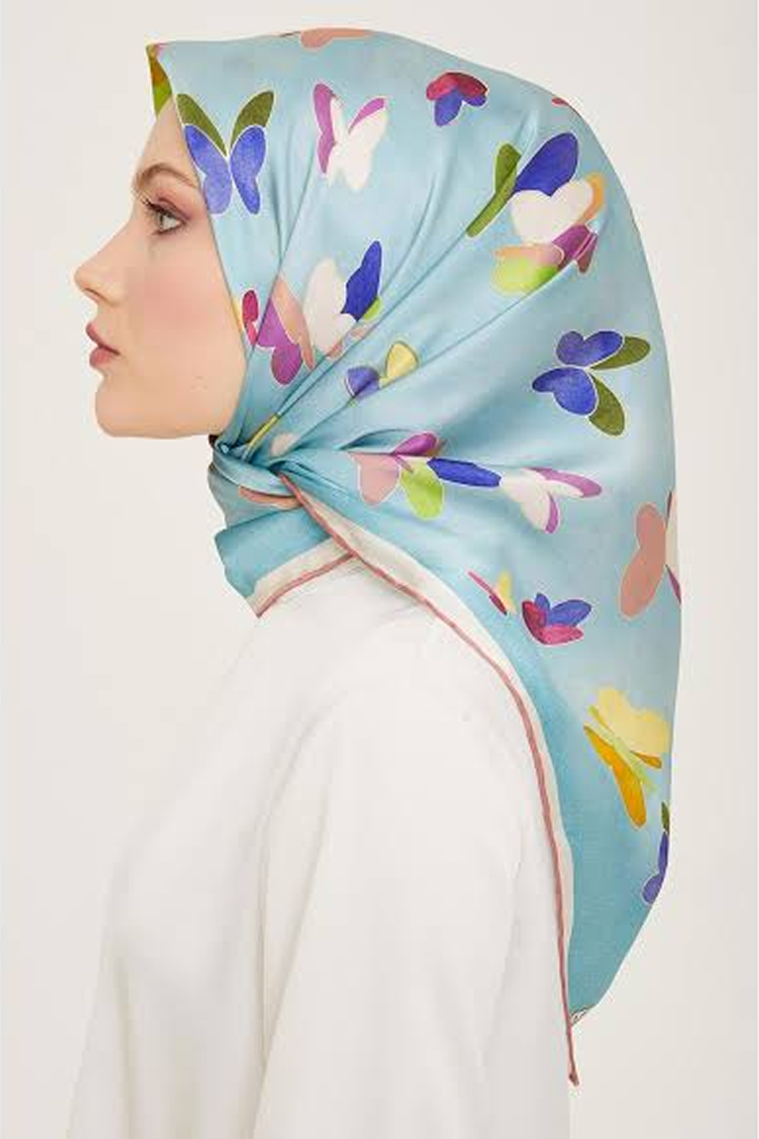 Armine 24summer Silk Scarf-4 Blue