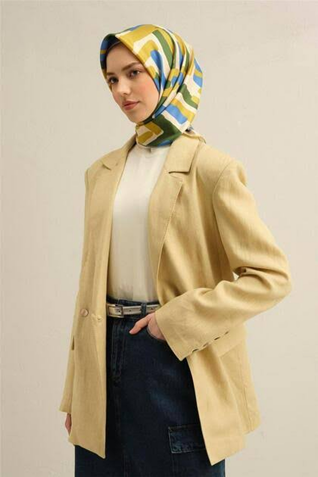 Armine 25 Yaz 9303 Saf İpek Twill Eşarp Yağ Yeşili