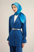 Armine 25 Yaz 9308 Saf İpek Twill Eşarp Saks Mavi